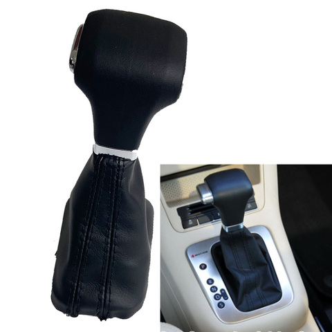 Chrome & Leather Automatic Car Shift Gear Knob Lever Gaitor Boot Cover For VW Tiguan 2007 2008 2009 2010 2011 ► Photo 1/6