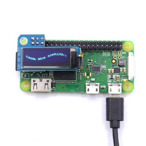 PiOLED 0.91inch OLED 128x32 I2C IIC SSD1306 Blue OLED Display Module for RPI Raspberry Pi 1, B+, Pi 2, Pi 3 and Pi Zero ► Photo 1/4