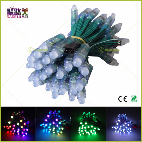 100pcs WS2811 IC RGB Led Module String DC5V DC12V 12mm Green wire Waterproof IP68 Digital Full Color LED Pixel Light ► Photo 1/5