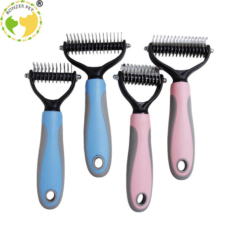 Bonzerpet Pet Stainless Double-sides Brush Cat Dog Hair Removal Comb Grooming Dematting Deshedding Blade For Matted Long Fur ► Photo 1/6