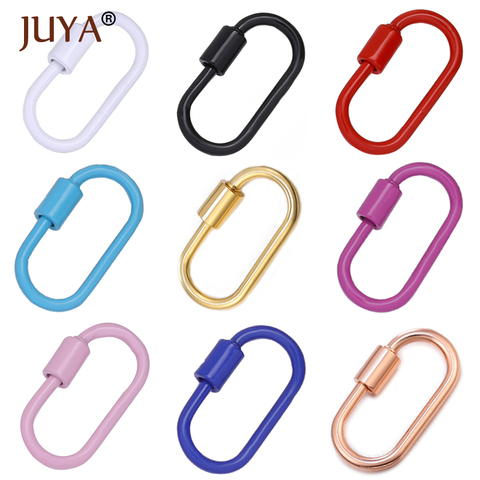 JUYA Jewelry Making Clasps Enamel Oval Shaped Lock Carabiner Smooth Lock Copper Clasp DIY Necklace Bracelet Jewelry Findings ► Photo 1/6