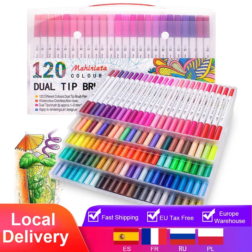 Multi Colors Dual Tip Brush Markers   Pens  Art   Paint   Calligraphy 