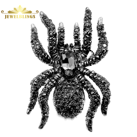 Vintage Statement 10-Legged Large Black Crystal Rhinestone Spider Brooches Huge Dangerous Bug Pin for Halloween Party Jewelry ► Photo 1/6