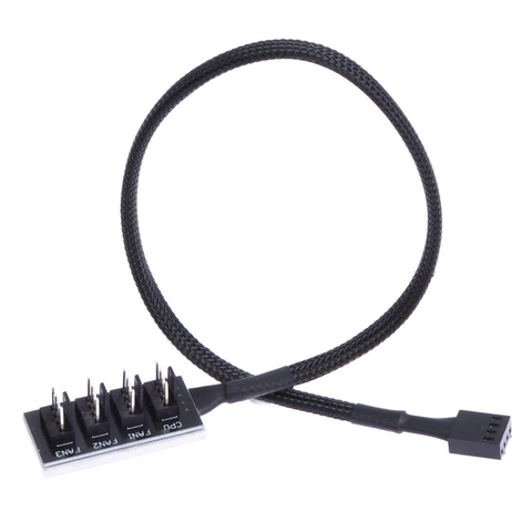 Braided Power Cable 1 to 5 / 4 Pins TX4 PWM CPU Cooler Computer Chasis Cooling Fan Hub Splitter Adapter Wire 35cm for PC ► Photo 1/6