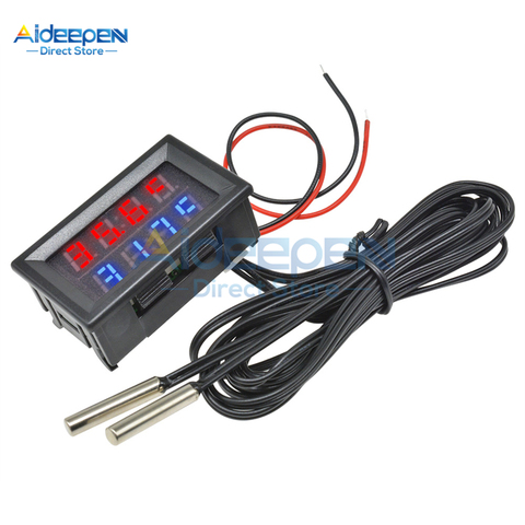 Mini DC4-28V Digital Thermometer With NTC Waterproof Metal Probe Temperature Sensor Tester Car Room Indoor Red+Blue Dual Display ► Photo 1/6