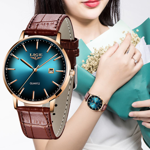 2022 LIGE Luxury Ladies Watch Women Waterproof Rose Gold Steel Strap Women Wristwatch Top Brand Bracelet Clocks Relogio Feminino ► Photo 1/6