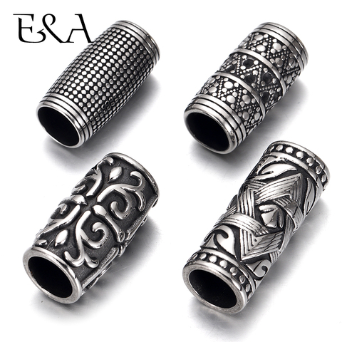 2pcs Stainless Steel Slider Skull Viking Punk Tube Bead Slide Charms 8-9mm Round Leather Rope DIY Men Jewelry Making Supplies ► Photo 1/6