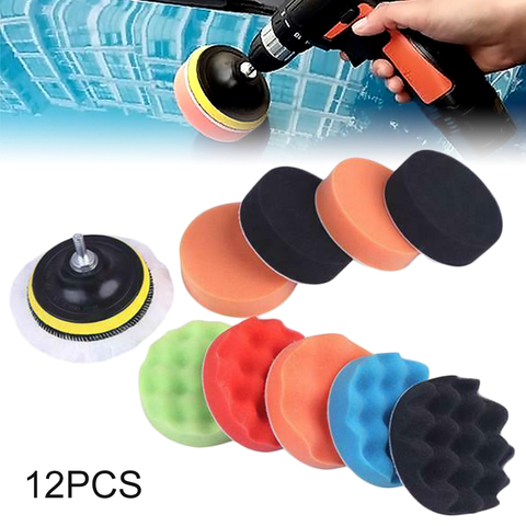 12pcs 3 inch Sponge Car Polisher Waxing Pads Buffing Kit for Boat Car Polish Buffer Drill Wheel polisher Removes Scratches ► Photo 1/6