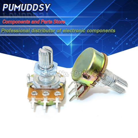 5PCS WH148 3pin B1K B2K B5K B10K B20K B50K B100K B250K B500K B1M Potentiometer 15mm Shaft With Nuts And Washers ► Photo 1/1