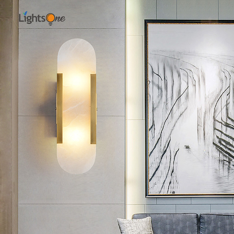 Post-modern creative natural marble wall light living room bedside bedroom study designer wall lamp ► Photo 1/5