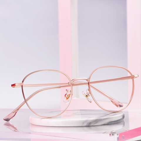 New Men And Women β Titanium Wide-Rim Glasses Frame Round Retro Literary And Artistic Myopia Glasses Frame Computer Glasse 80047 ► Photo 1/5