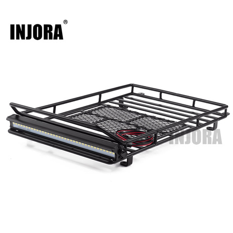 INJORA 245*150mm Luggage Carrier Roof Rack with LED Light Bar for 1/10 RC Crawler Car Axial SCX10 90046 Traxxas TRX4 ► Photo 1/6