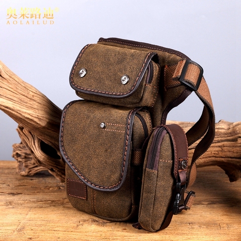 men waist packs new fashion canvas waist bag Fanny pack military thigh bag waterproof casual motorcycle leg bag 4 colors ► Photo 1/6