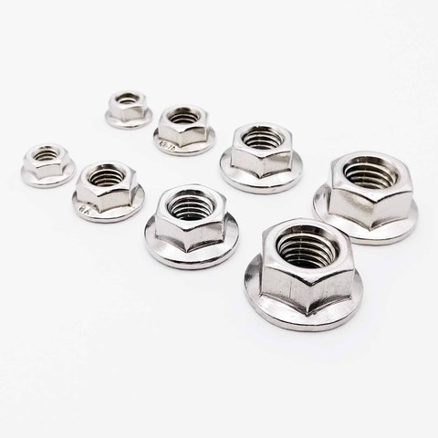 25pcs Stainless Steel Metric Threaded Hex Head Serrated Spinlock Flange Nut Locknut for M3 M4 M5 M6 Bolt Screw ► Photo 1/6