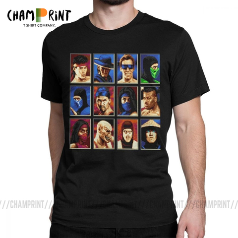 Vintage Mortal Kombat II Tees Genesis Character Select 16 Bit T Shirt Retro Gamer Collage T-Shirts Men Cotton Party Clothing ► Photo 1/6