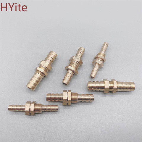 ID Pipe 6 8 10 12 14 16mm Hose Barb Bulkhead Brass Barbed Tube Pipe Fitting Coupler Connector Adapter For Fuel Gas Water Copper ► Photo 1/5