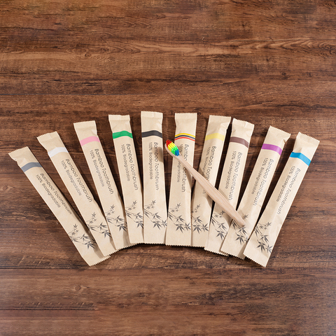 10 Piece soft bristles bamboo toothbrush eco friendly vegan tooth brush escova de dente cepillo de dientes bambu brosse a dent ► Photo 1/6