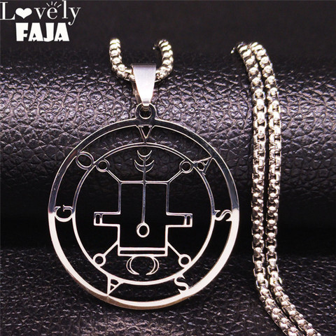 2022 Demon Seal Stainless Steel Chain Necklace Silver Color Satan VASSAGO Statement Necklace Women/Men Jewelry gargantilha N3064 ► Photo 1/6
