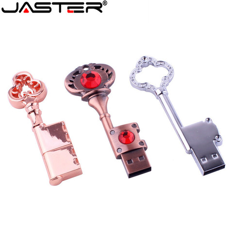 JASTER Copper metal key usb Flash Drive pendrive 64GB 32GB 16GB 8GB 4GB Waterproof Metal fashion Key pendrive Memory Stick ► Photo 1/3