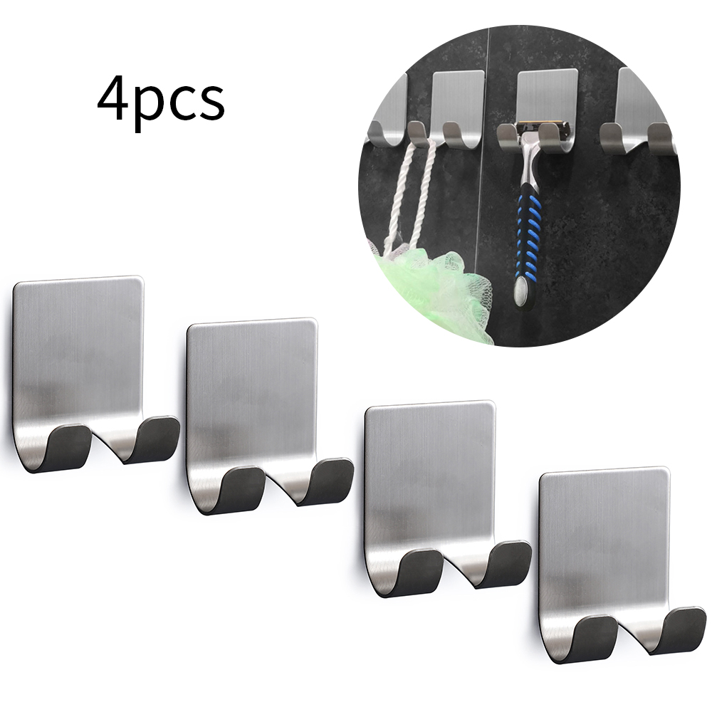 4pcs Stainless Steel Shelf Razor Stand Wall Razor Holder Shower