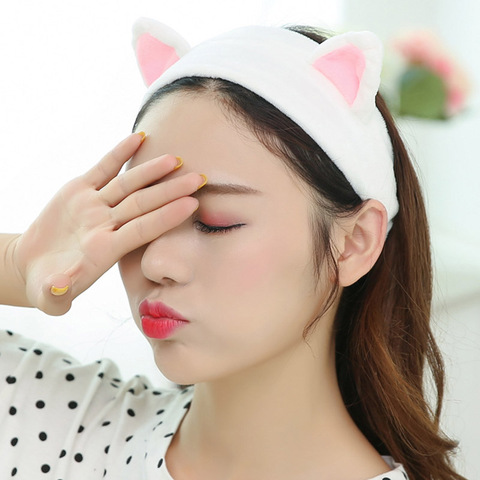 Women Elastic Velvet Headband Adorable Cats Ear Hair Band Makeup Cosmetic Tool B99 ► Photo 1/5