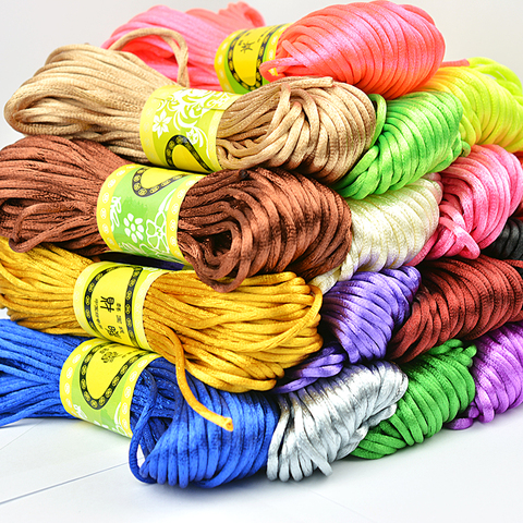 2MM Mix Color Nylon Black Satin Chinese Knotting Silky Macrame Cord Braided Macrame Silk Satin Cord Rope DIY String Thread ► Photo 1/4