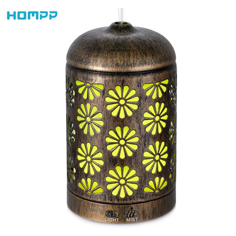 Vintage Metal Quiet Aromatherapy Humidifier,Ultrasonic Essential Oil Mist Diffuser With 7 Color Changing Lights BPA-Free 200ml ► Photo 1/1