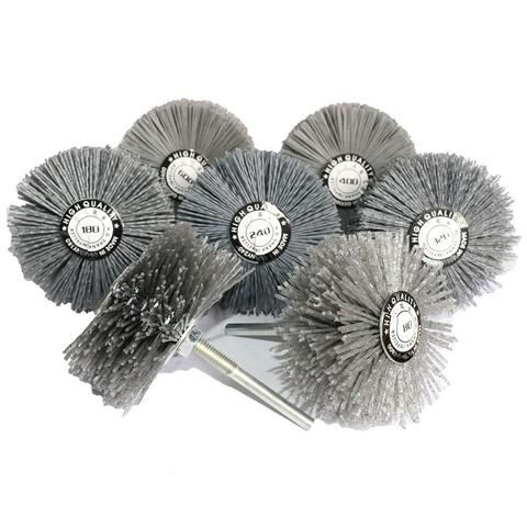 2PCS/5PCS 80mm Drill Abrasive Nylon Wire Grinding Wheel Radial Bristle Polishing Brush for Wood Furniture 1/4