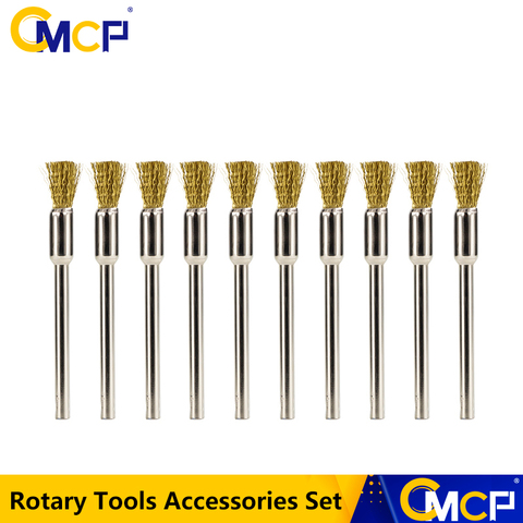 CMCP 10pcs 3.0mm Shank Stainless Steel /Nylon/Brass Polishing Brush Set Wire Polish Brush For Dremel Rotary Accessories ► Photo 1/6