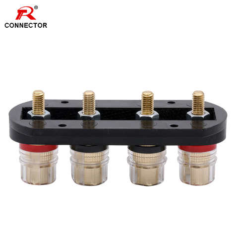 1set R Connector Brass Binding Post Speaker stage amplifier Output four-position terminal Speaker accessories Wiring board ► Photo 1/6