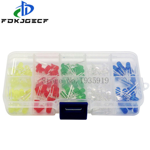 100pcs 5mm LED Diode 5 mm LED Assorted Kit DIY LEDS Set White Green Red Blue Yellow DIY Light Emitting Diode ► Photo 1/6