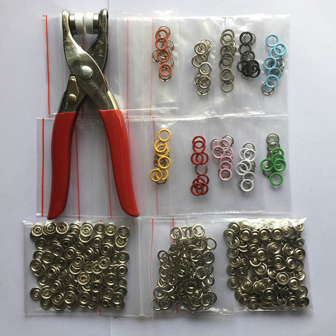 100Sets 9.5mm Metal Clothes Sewing Buttons Prong Ring Press Studs Snap Fasteners + Clip Pliers Tool Sewing Accessories DIY ► Photo 1/6