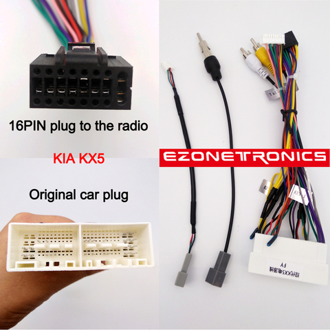 1-2Din Car DVD Cable Plug Fitting Adaptor Dash Kits For KIA KX5 K2 Rio K5 Sorento PICANTO Morning CARENS RODON SPORTAGE Radio ► Photo 1/5