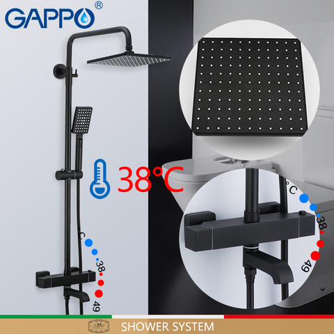GAPPO shower system Black Bathroom shower set bath Mixers Waterfall thermostatic shower mixer Tap wall mounted Bathtub Faucet ► Photo 1/6