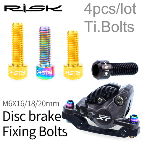 RISK 4pcs M6*18mm M6*20mm Titanium Alloy Bolt for Disc Brake Caliper Clamp MTB Bike Bicycle Screw Crank Lock Bolts For Road ► Photo 1/6