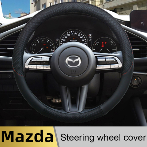 100% DERMAY Brand Leather Sport Car Steering Wheel Cover High Quality for Mazda 3 bk bl bj bn 323 Axela 3 Sport Auto Accessories ► Photo 1/6