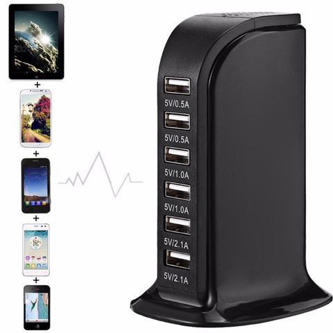 30W Multi 6 Port USB Charger 6A Rapid Charging Station Desktop Hub Connectors Extension Socket Platooninsert Hub Connectors ► Photo 1/6