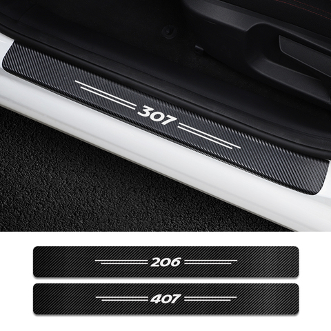 4PCS Car Door Sill Scuff Plate Decor Sticker For Peugeot 307 206 308 407 207 3008 208 508 2008 301 408 607 4008 5008 Accessories ► Photo 1/6