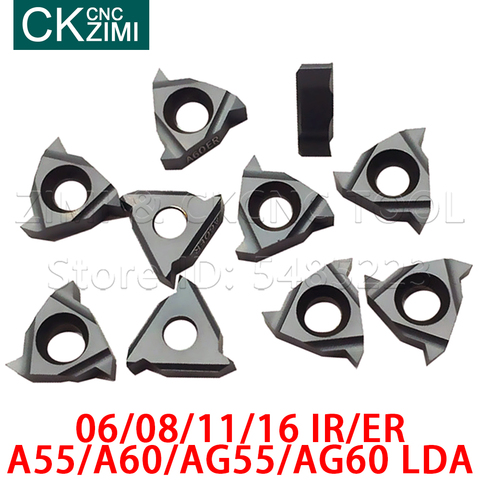 06IR 08IR 11IR 11ER 16IR 16ER A55 A60 AG55 AG60 LDA CNC Thread cutting carbide insert CNC tool threaded blade wood turning blade ► Photo 1/6