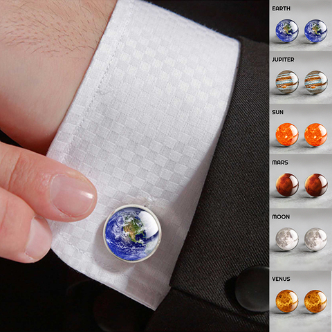 Moon Solar System Planet for Men Wedding Cufflinks Galaxy Nebula Earth Sun Jupiter Jewelry Suit Shirt Cuff Links Gift ► Photo 1/6