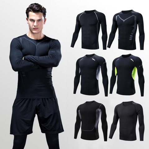 Quick Dry Men Running Compression T Shirt Fitness Tops Breathable Gym Sport Clothing Male Golf Sweatshirt Outdoor Workout ► Photo 1/6