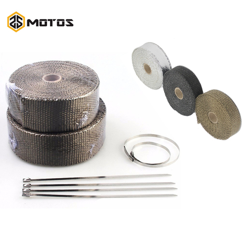 MOTOS 5M/10M/15M Fiberglass Exhaust Protection Pipe Heat Header Insulation Tape Turbo Wrap Insulating Wrap Tape Fireproof Cloth ► Photo 1/6