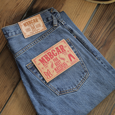 MBBCAR Retro Casual Washed Blue Red Ear Denim Jeans Slim Micro-tapered Pants 702-M02 Trendy Pants 7228 ► Photo 1/5