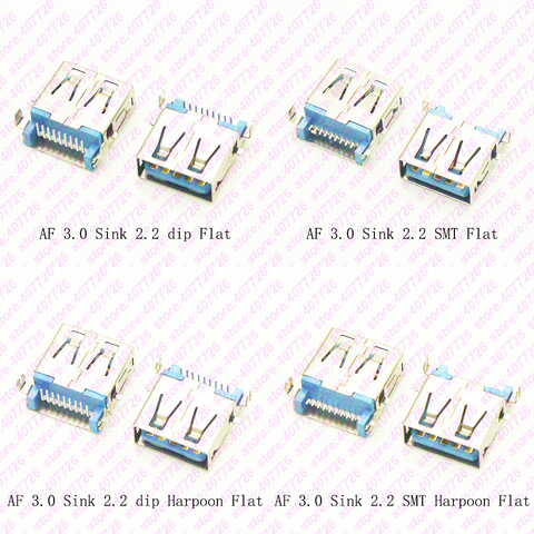 10PCS High Speed USB 3.0 AF Sink 2.2 Connector DIP & SMT USB 3.0 Socket Female Jack For Laptop U Disk FLAT MOUTH ► Photo 1/5