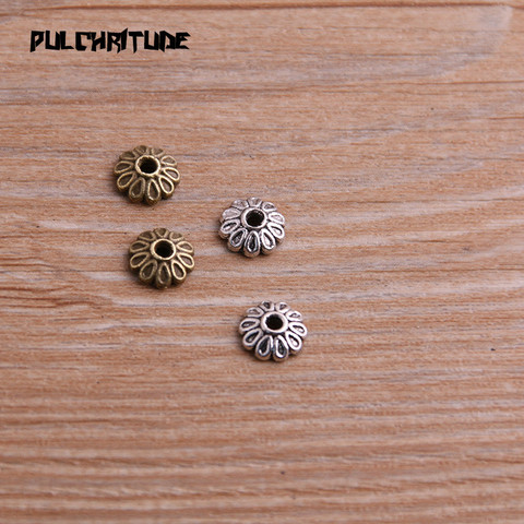  100pcs 3*8*8mm Two Color Bead Caps Charm Hollow Round Flower Pendants Jewelry Accessories DIY Receptacle Charms ► Photo 1/5