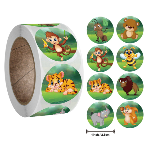 50-500pcs zoo Animals cartoon Stickers for kids classic toys sticker school teacher reward sticker 8 designs pattern tiger ► Photo 1/6