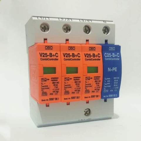 7-50KA V25-B+C/3+NPE Surge Arrester ~385V AC Combi Controller Surge Protector ► Photo 1/4