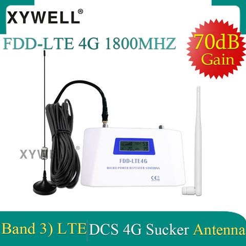 70dB Gain FDD LTE 1800 4G Mobile Signal Booster Repeater 1800Mhz Cellphone Cellular GSM 1800 Cellular Amplifier+ Sucker Antenna ► Photo 1/6