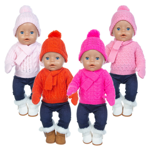 2022   Christmas Sweater Set  Fit For 43cm  Baby Doll 17 Inch Reborn Baby Doll Clothes, Shoes are not included ► Photo 1/6