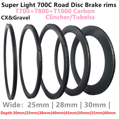 T800+T1000 Super light UD Matte 700c road disc brake rims carbon rims 700c carbon bicycle rim road disc brake bike carbon wheel ► Photo 1/6